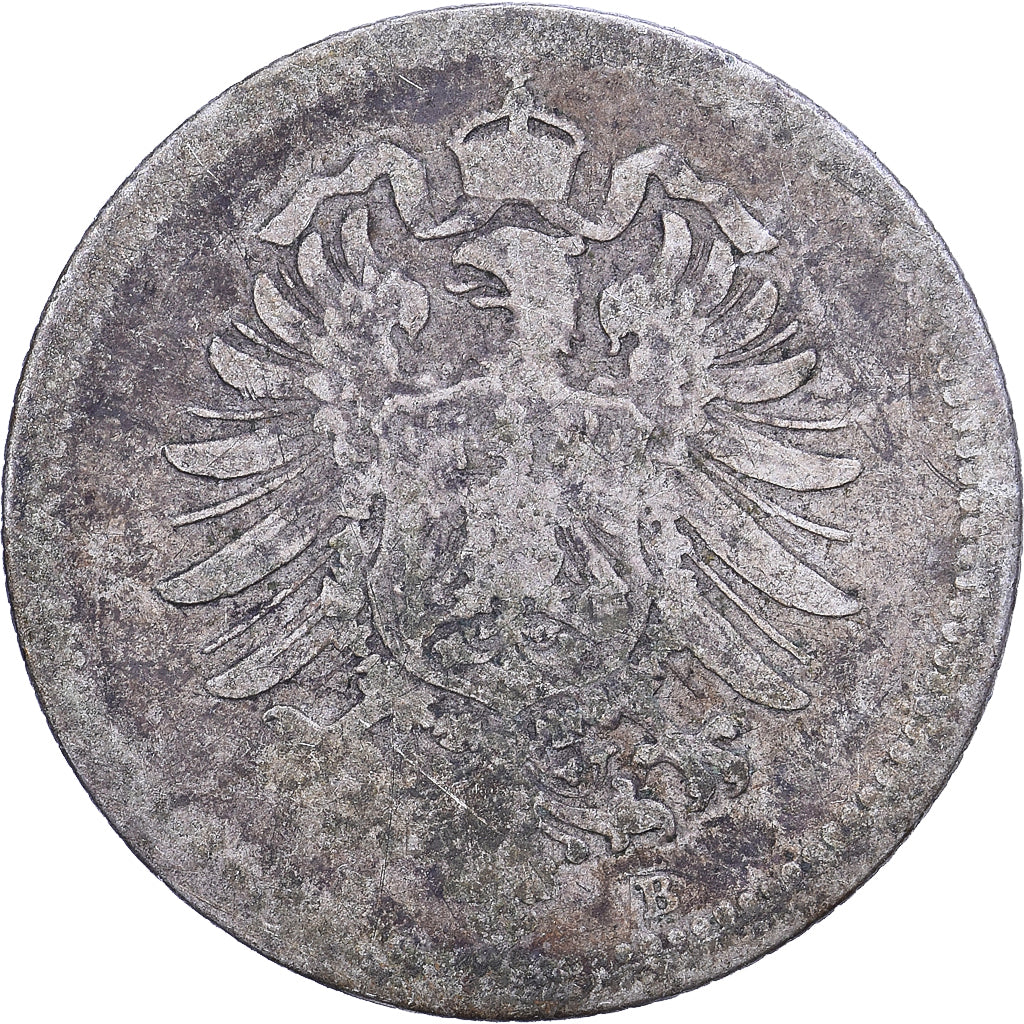DUITSLAND - KEIZERRIJK, Wilhelm I, 20 Pfennig, 1874, Zilver, FR+, KM:5