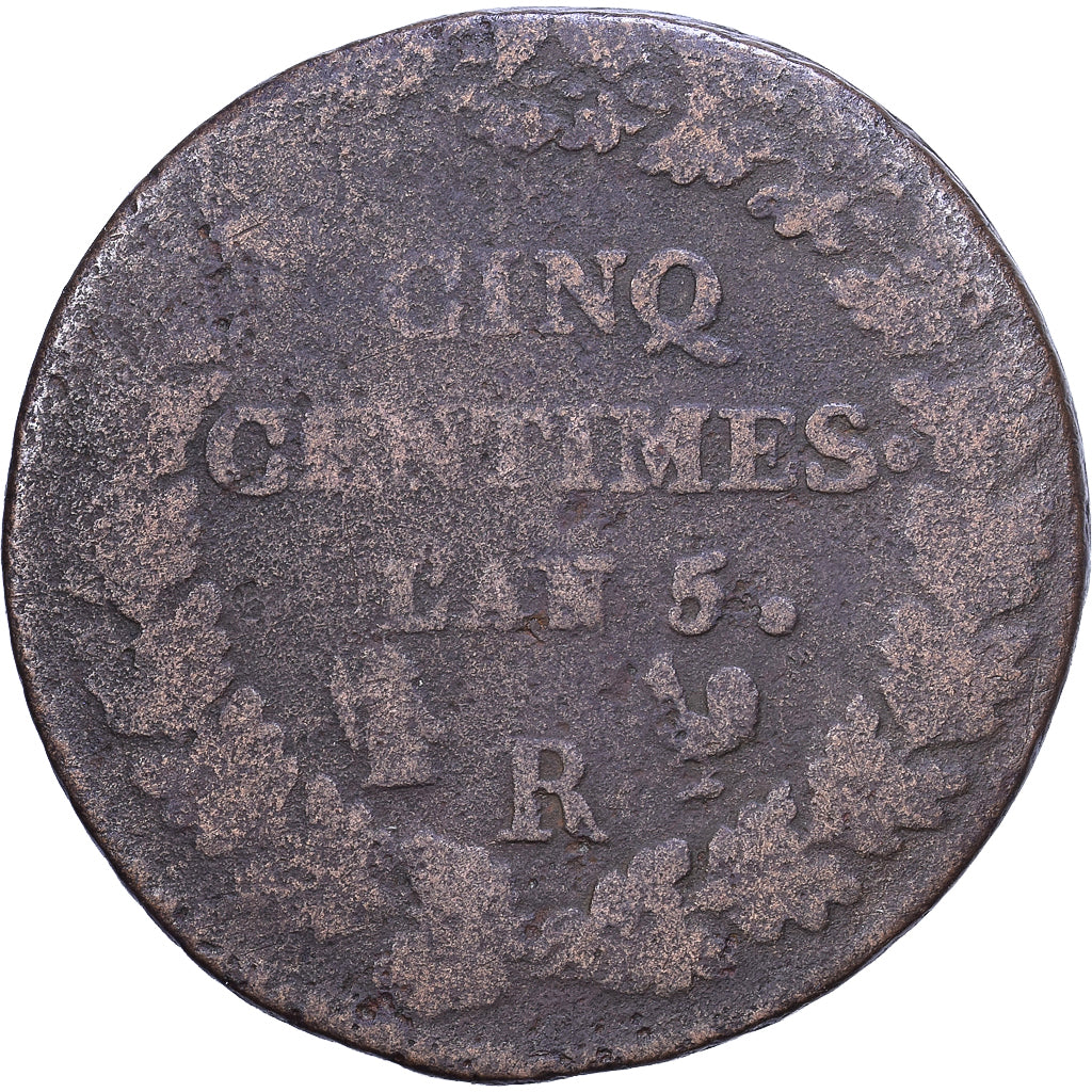 France, 5 Centimes, Dupré, AN 5, Orléans, Copper, VF(20-25), Le Franc:F.115