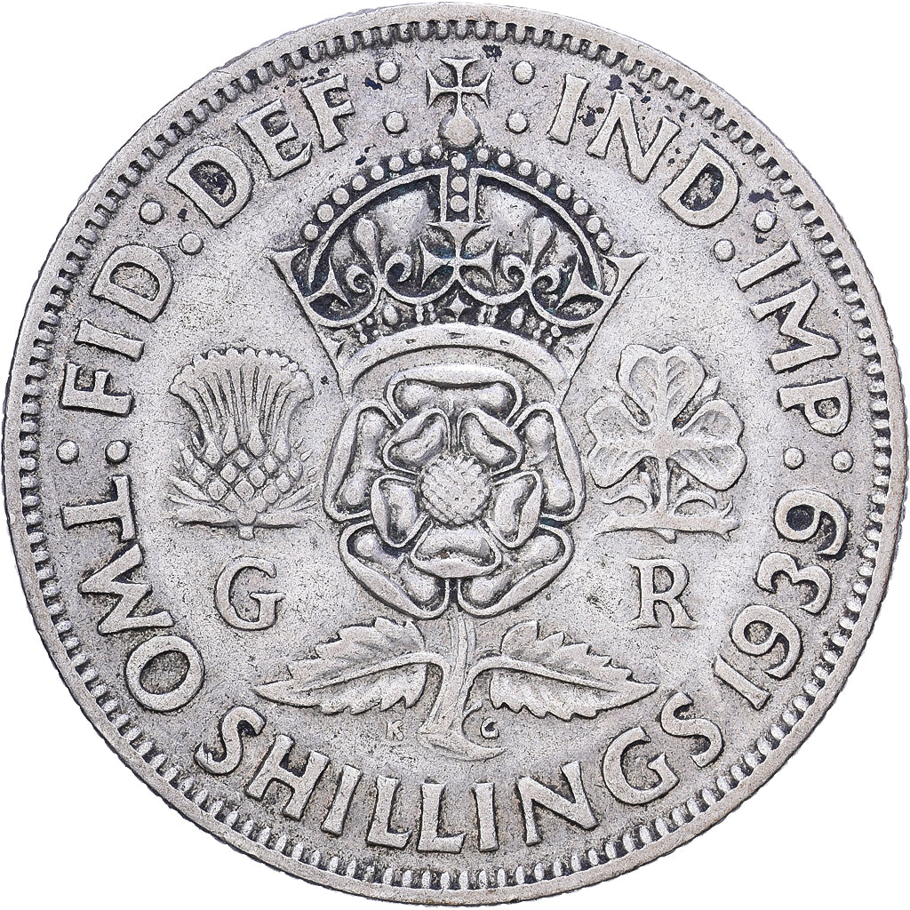 Gran Bretaña, George VI, Florin, Two Shillings, 1939, British Royal Mint