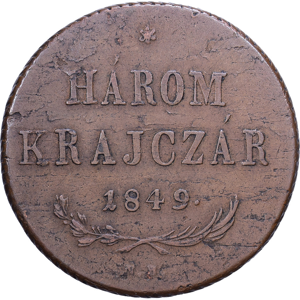 Ungarn, Franz Joseph I, Harom (3) Krajczar, 1849, Baia mare, Kupfer, SS, KM:434