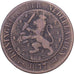 Países Bajos, William III, 2-1/2 Cent, 1877, Bronce, MBC, KM:108.1