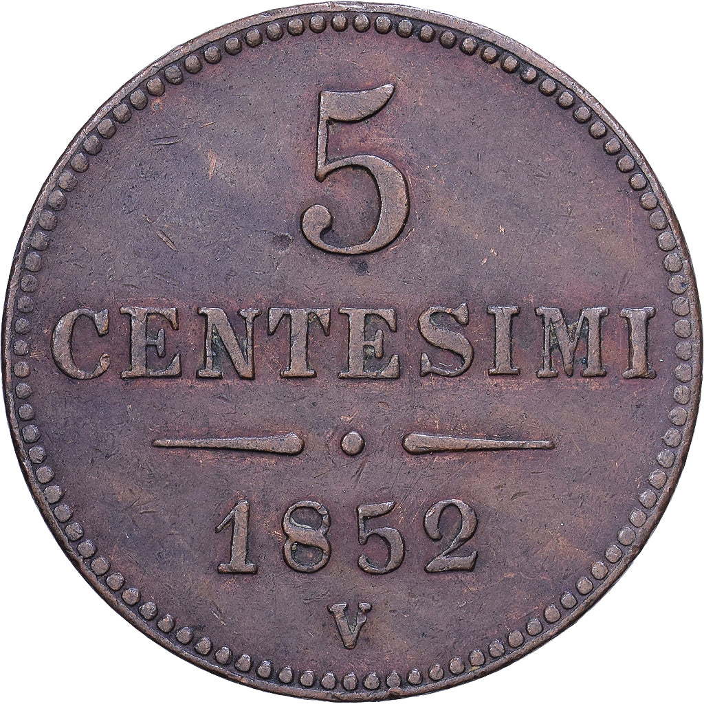 Italien Staaten, LOMBARDY-VENETIA, 5 Centesimi, 1852, Venice, Kupfer, SS+