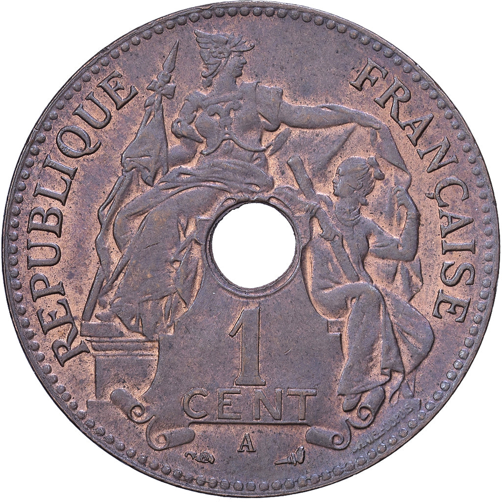 French Indochina, Cent, 1903, Paris, Bronze, EF(40-45), Lecompte:59, KM:8