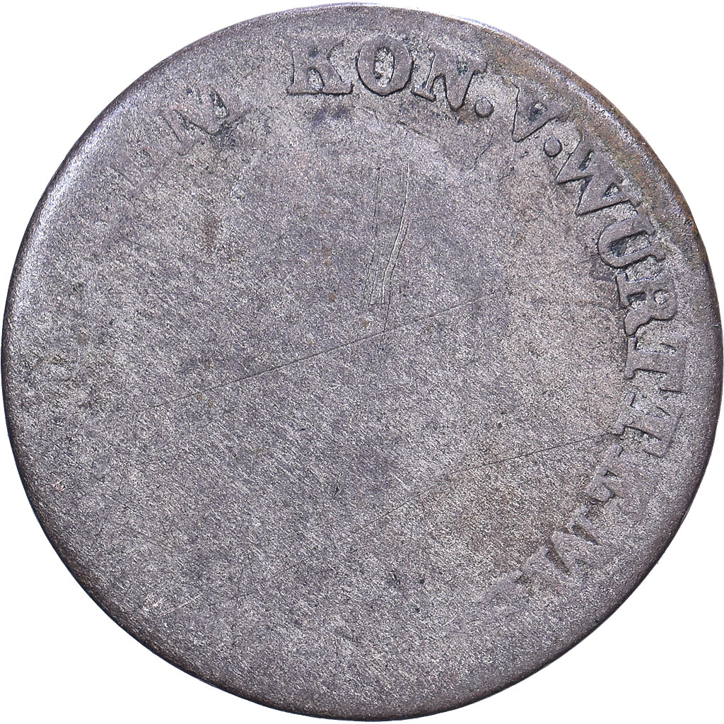 German States, WURTTEMBERG, Wilhelm I, 3 Kreuzer, Groschen, 1826-1834, Silver