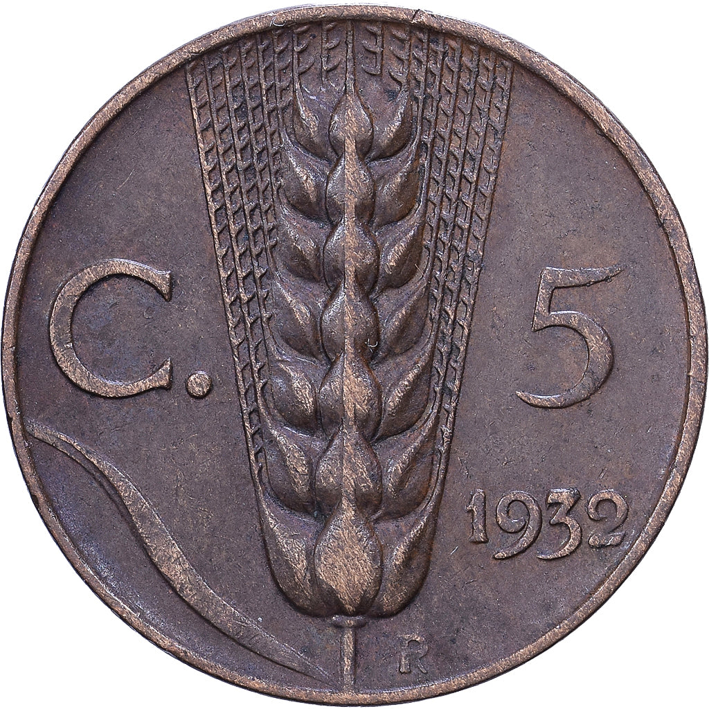 Itália, Vittorio Emanuele III, 5 Centesimi, 1932, Rome, Bronze, VF(30-35)