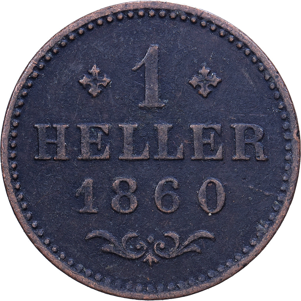 Landy niemieckie, FRANKFURT AM MAIN, Heller, 1860, Frankfurt, Miedź, EF(40-45)