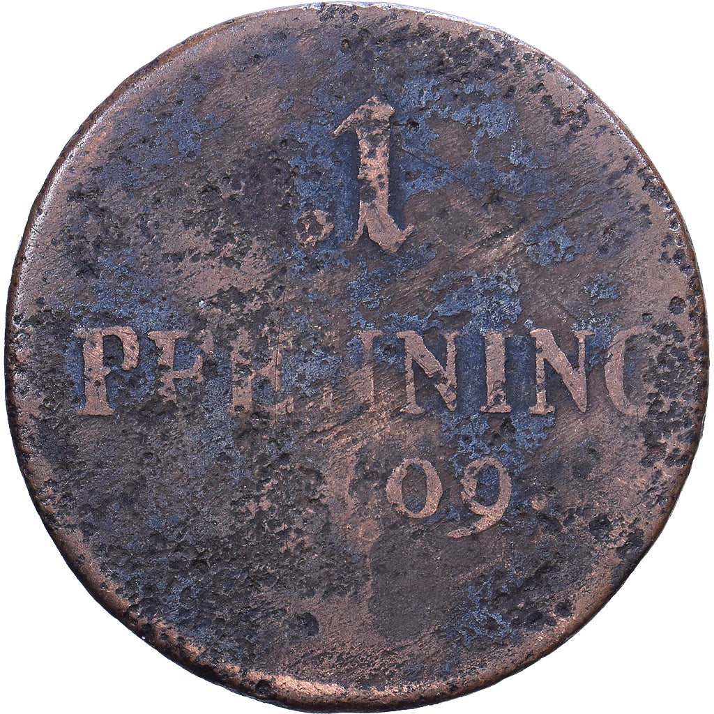 Estados alemanes, BAVARIA, Maximilian IV, Josef, Pfennig, 1809, Munich, Cobre