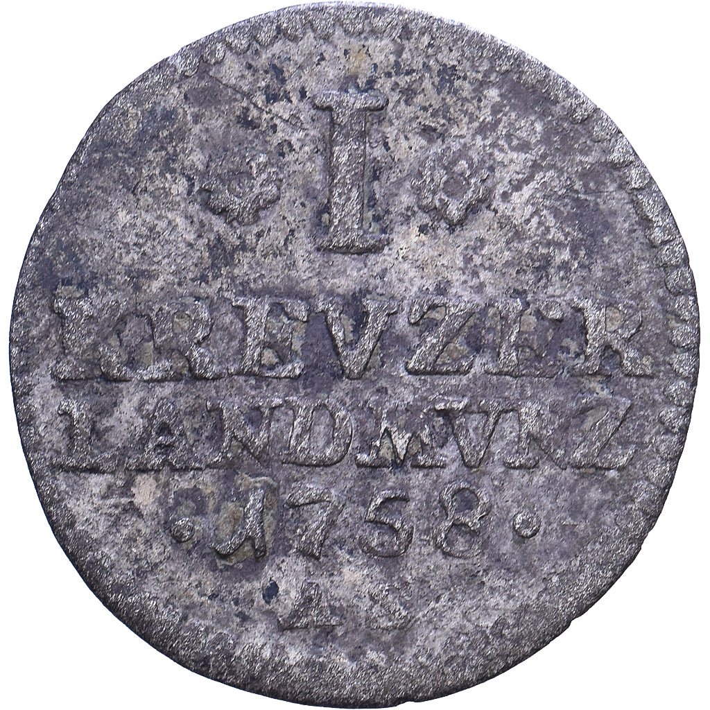 Stati tedeschi, PFALZ-ELECTORAL PFALZ, Karl Philipp, Kreuzer, 1758, Mannheim