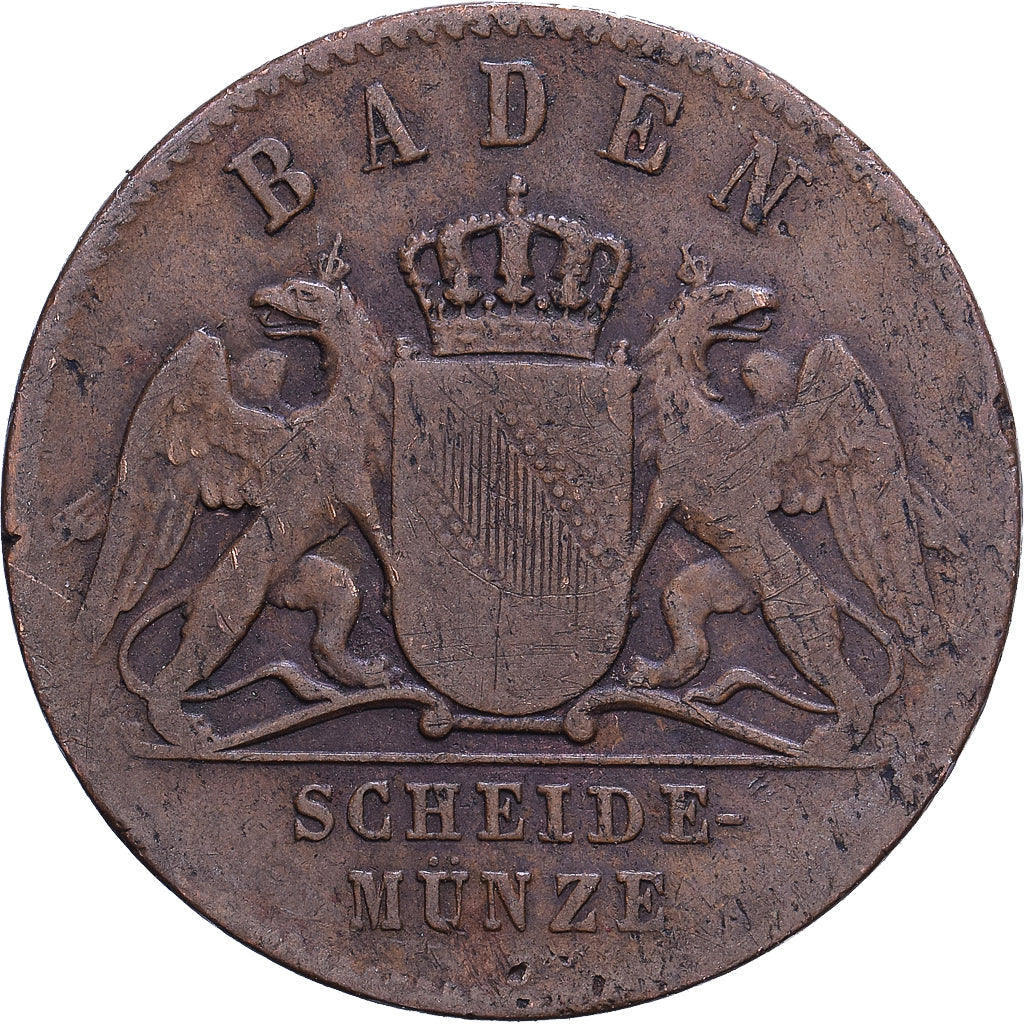 Duitse staten, BADEN, Friedrich I, Kreuzer, 1871, Koper, FR+, KM:252