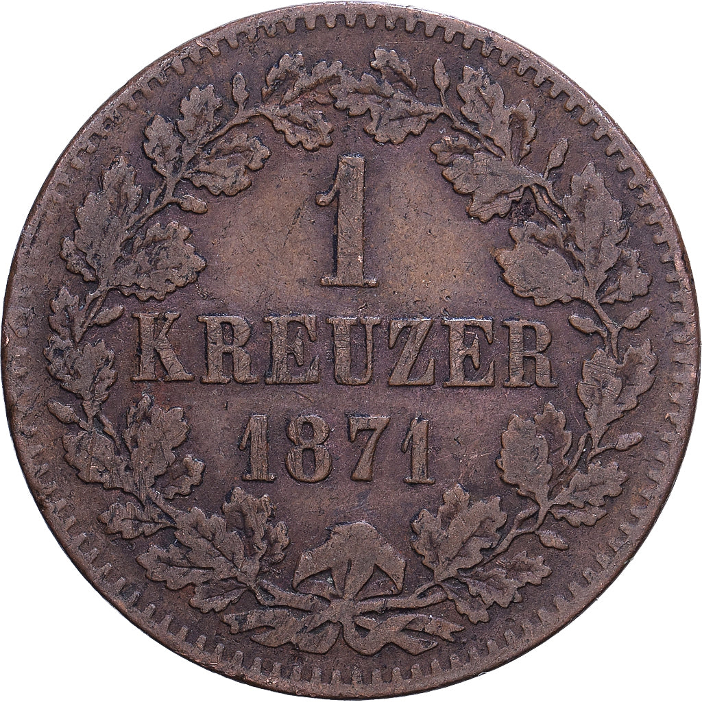 Duitse staten, BADEN, Friedrich I, Kreuzer, 1871, Koper, FR+, KM:252