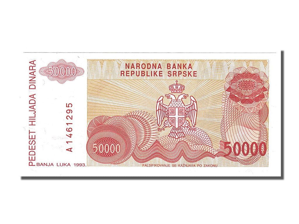 Banconote, Bosnia - Erzegovina, 50,000 Dinara, 1993, FDS