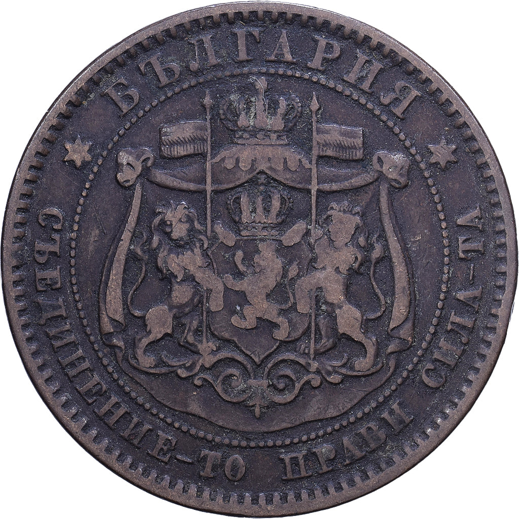 Bulgarije, Alexander  I, 10 Stotinki, 1881, Bronzen, ZF, KM:3