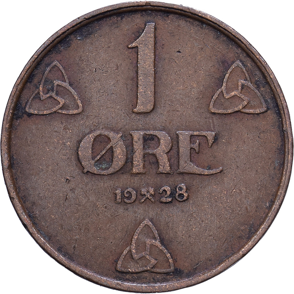 Noorwegen, Haakon VII, Ore, 1928, Kongsberg, Bronzen, FR+, KM:367