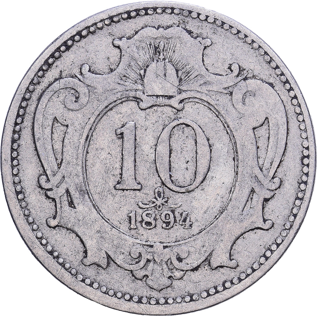 Austria, Franz Joseph I, 10 Heller, 1894, Nickel, AU(50-53), KM:2802