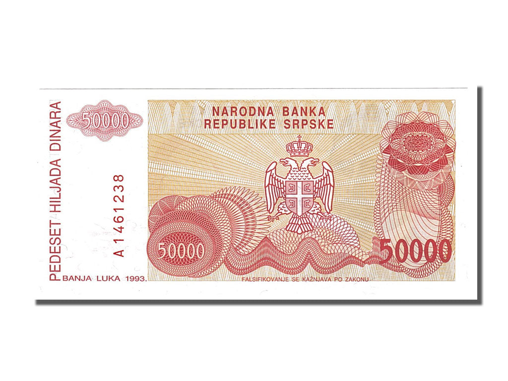 Banconote, Bosnia - Erzegovina, 50,000 Dinara, 1993, FDS