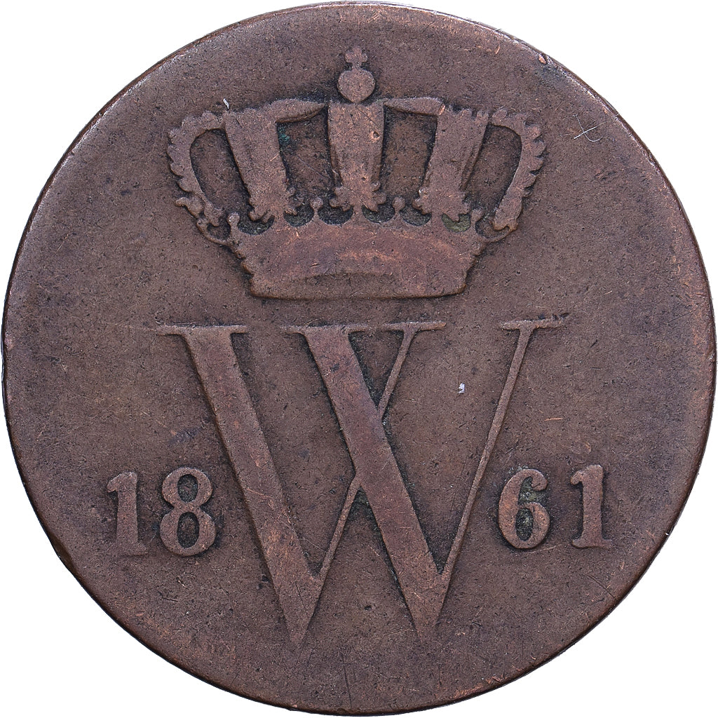 Nederland, William III, Cent, 1861, Koper, FR+, KM:100