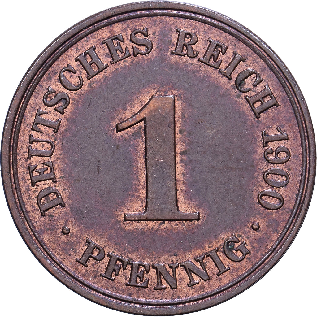 German Empire, Wilhelm II, Pfennig, 1900, Berlin, Copper, AU(50-53), KM:10