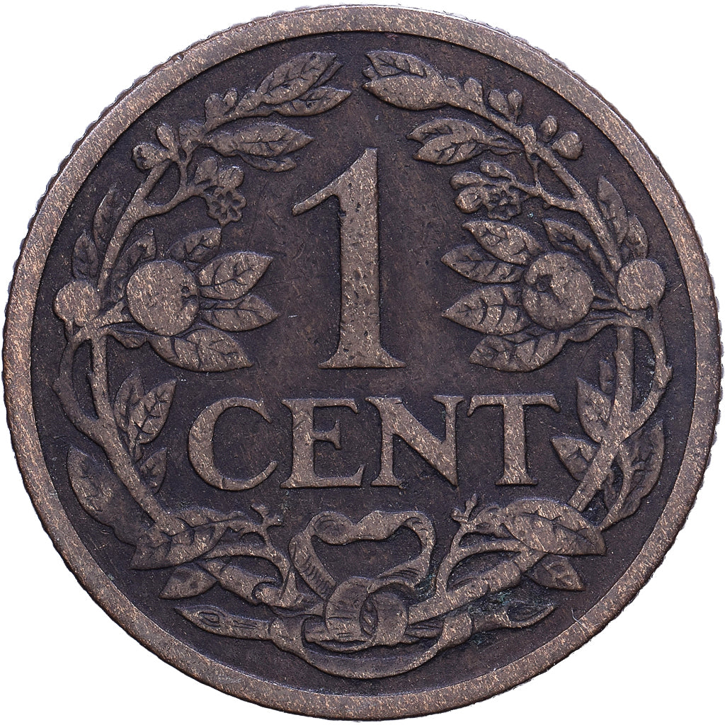 Países Bajos, Wilhelmina I, Cent, 1914, Bronce, MBC, KM:152