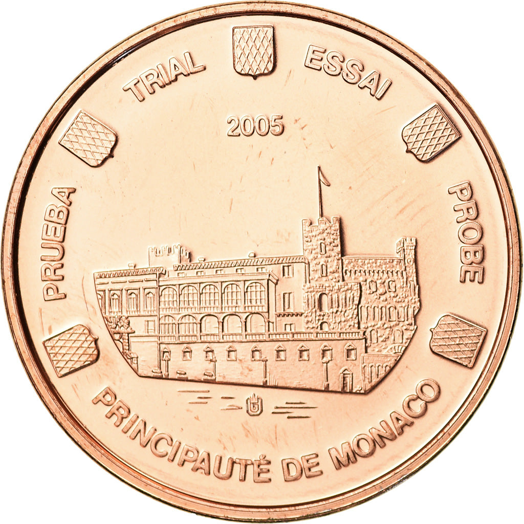 Mónaco, medalla, 5 C, Essai-Trial, 2005, FDC, Cobre