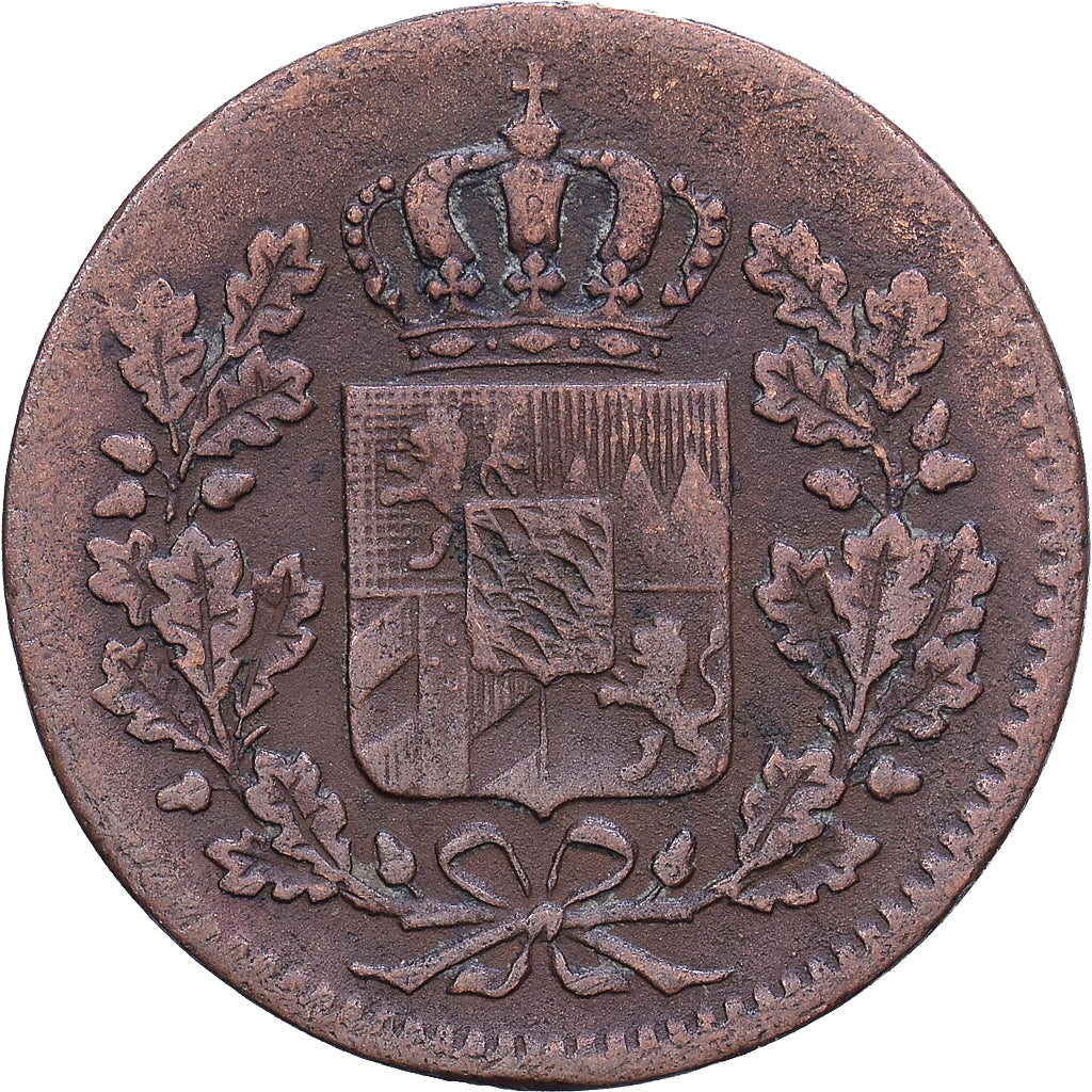 Landy niemieckie, BAVARIA, Maximilian II, Pfennig, 1849, Munich, Miedź