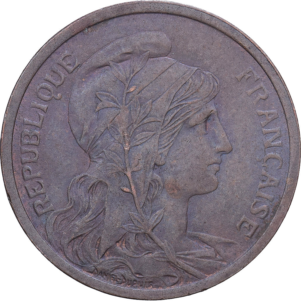 Francia, 2 Centimes, Dupuis, 1913, Paris, Bronce, BC+, Gadoury:107, KM:841