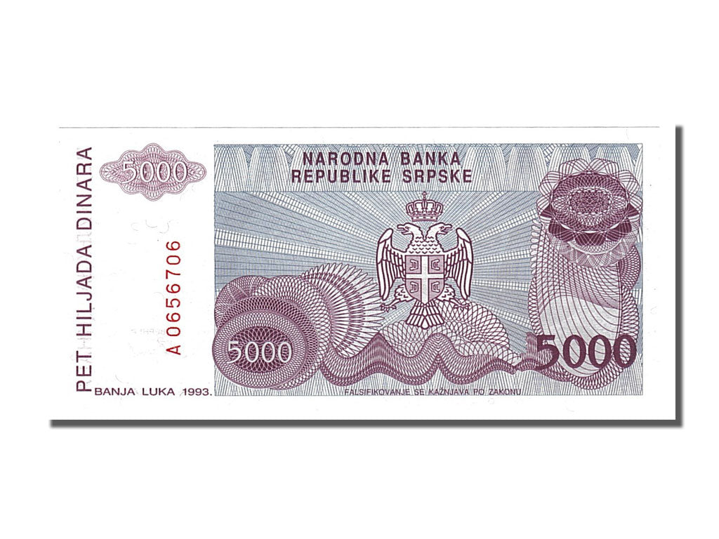 Banknote, Bosnia - Herzegovina, 5000 Dinara, 1993, UNC(65-70)