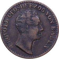 États allemands, BADEN, Leopold I, 6 Kreuzer, 1835, Baden, Argent, TB+
