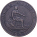 Hiszpania, Provisional Government, 10 Centimos, 1870, Madrid, Miedź, VF(30-35)