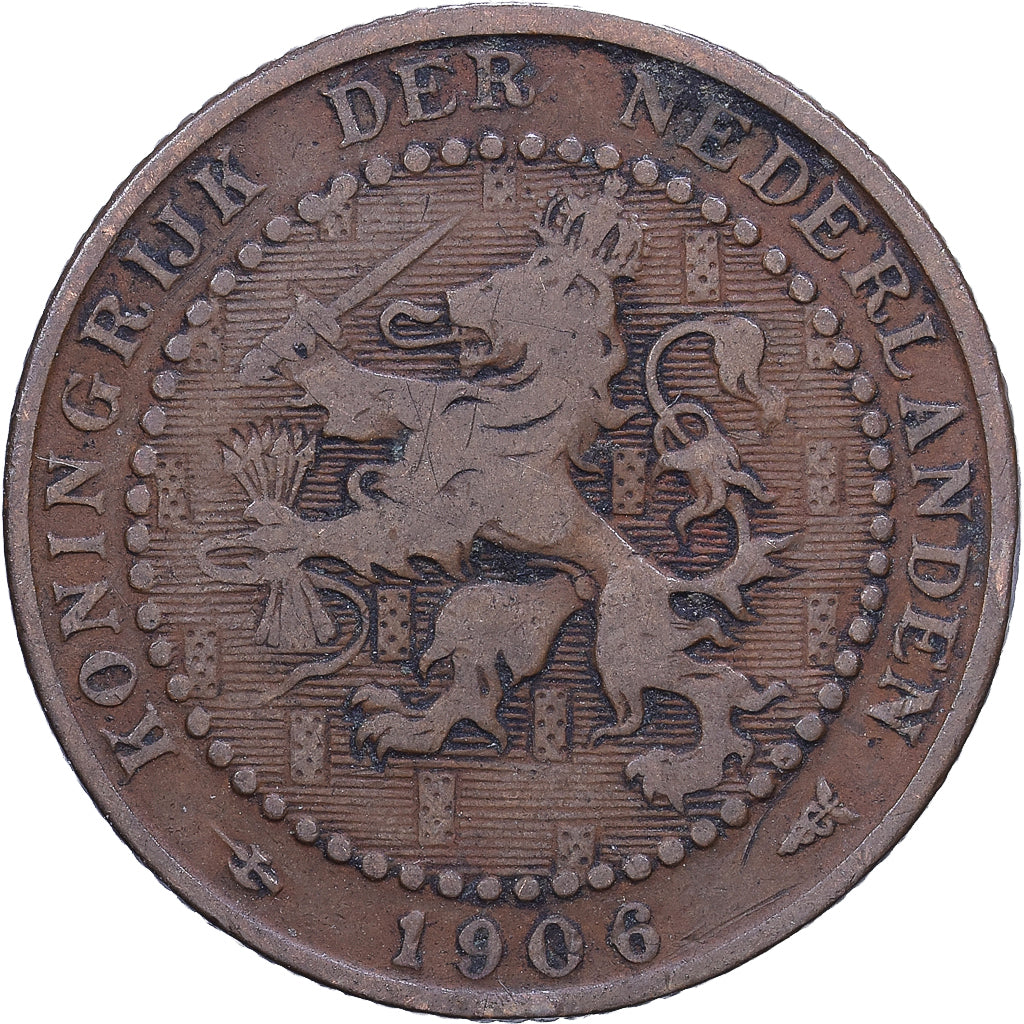 Pays-Bas, Wilhelmina I, Cent, 1906, Bronze, TB, KM:132.1