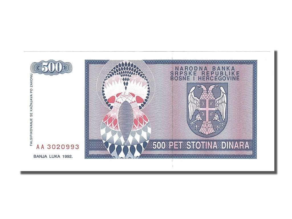 Banknote, Bosnia - Herzegovina, 500 Dinara, 1992, UNC(65-70)