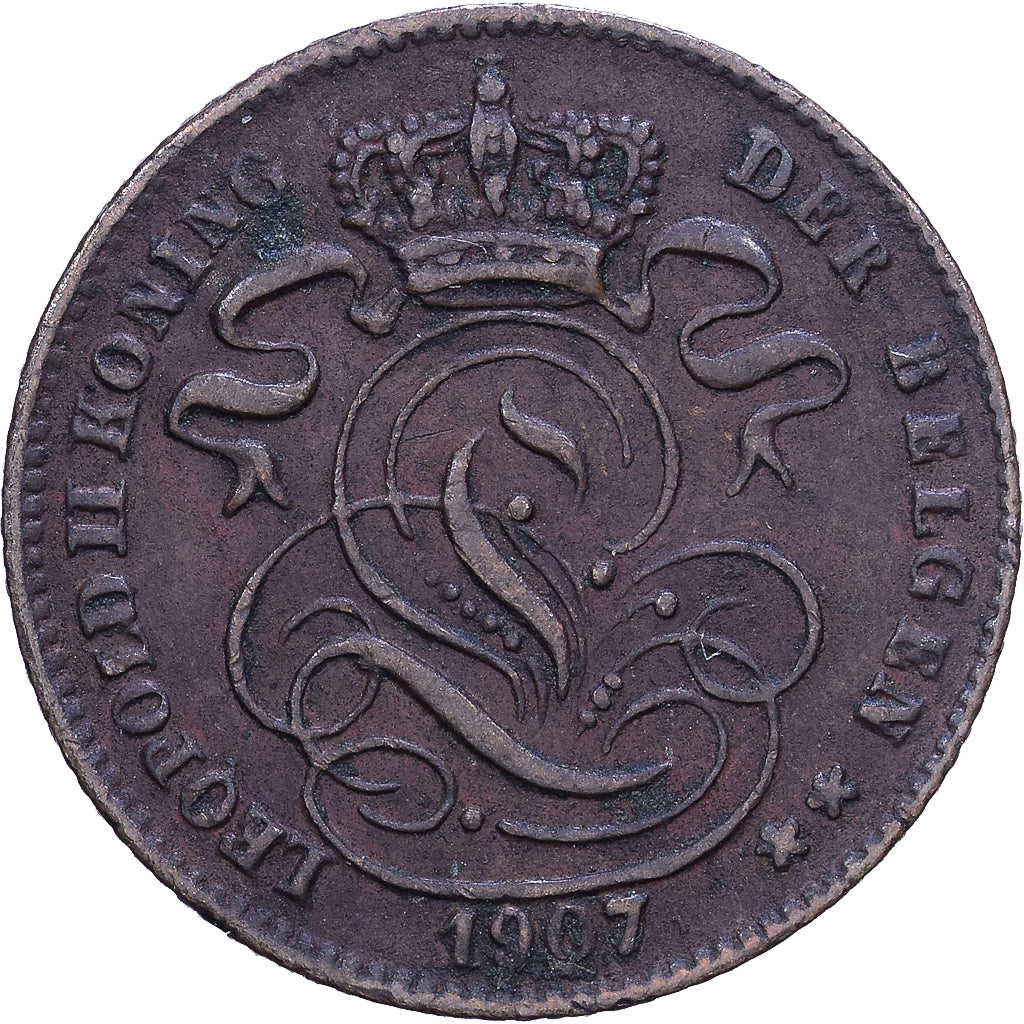 Belgio, Leopold II, Centime, 1907, Rame, MB, KM:33.1