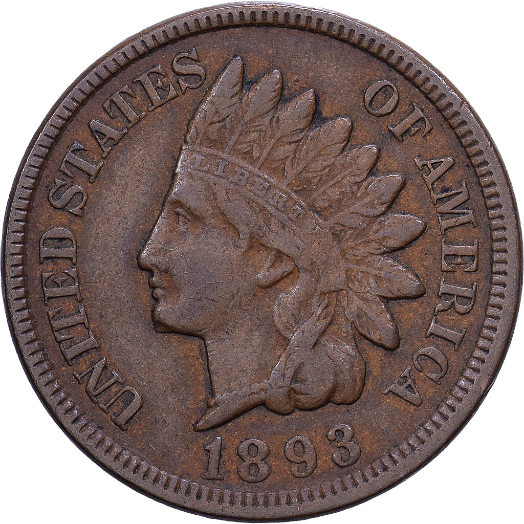 États-Unis, Cent, Indian Head, 1893, Philadelphie, Bronze, TTB+, KM:90a
