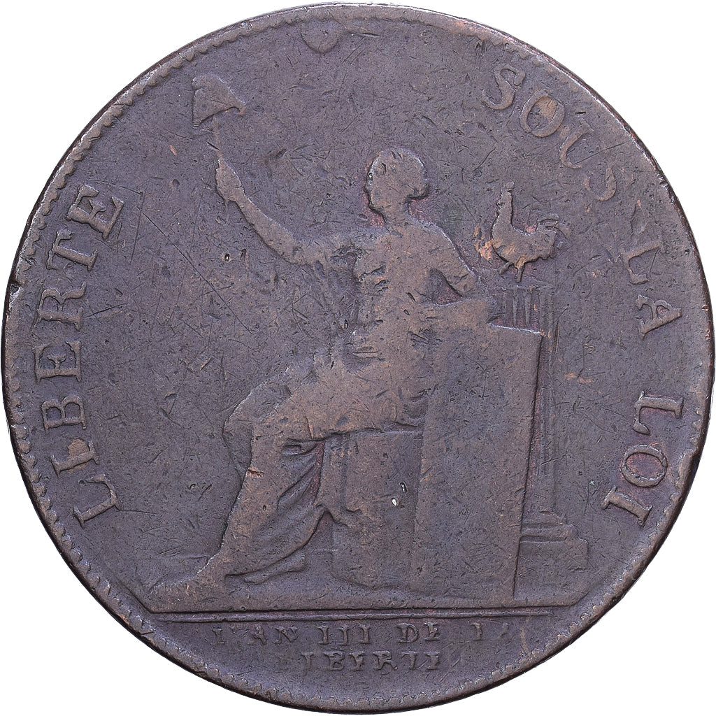 França, 2 Sols, 1791, Paris, Bronze, F(12-15), Brandon:217, KM:Tn23