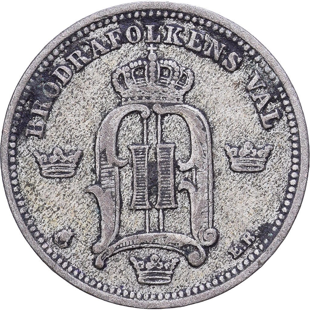 Suecia, Oscar II, 10 Öre, 1898, Kungsholmen, Plata, BC+, KM:755