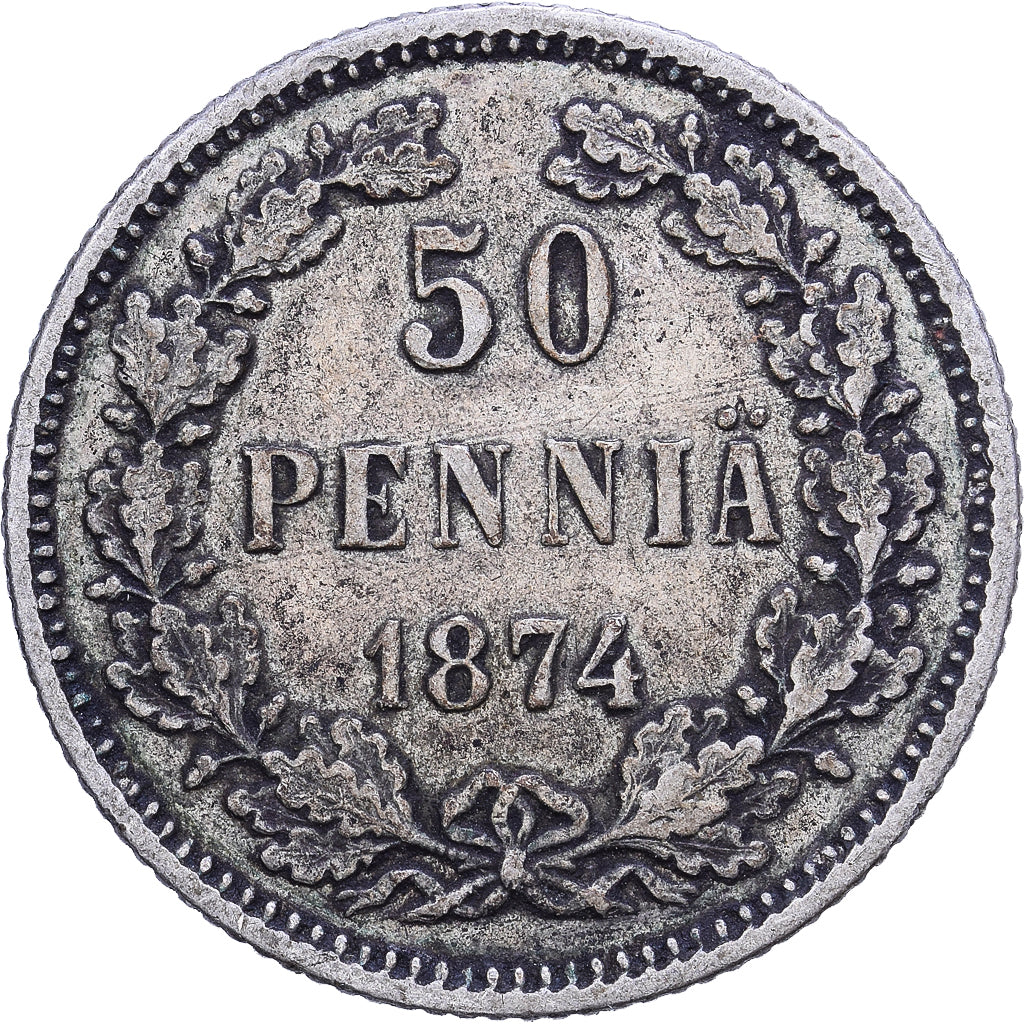 Finlande, Nicholas II, 50 Penniä, 1874, Argent, TTB, KM:2.2