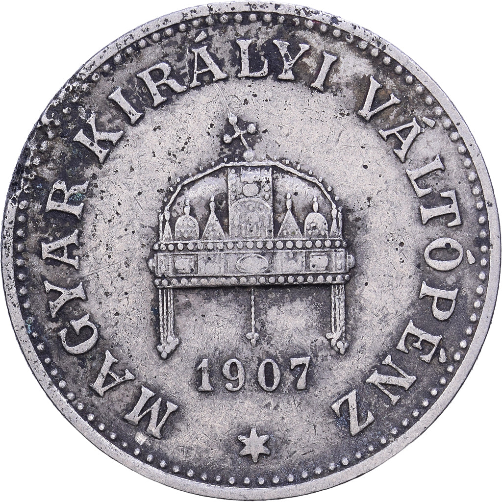 Hungary, Franz Joseph I, 20 Fillér, 1908, Kormoczbanya, Nickel, EF(40-45)
