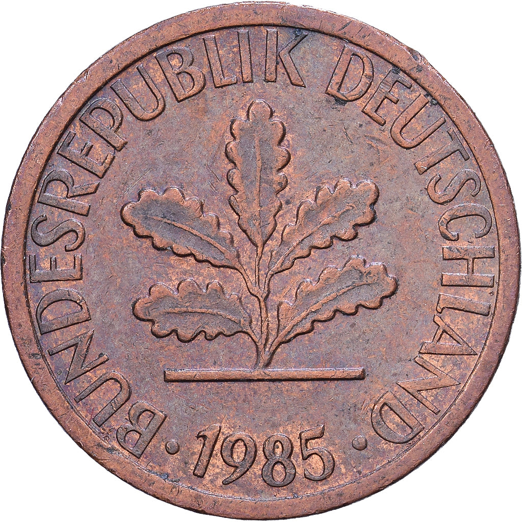 Federale Duitse Republiek, Pfennig, 1985, Stuttgart, Copper Plated Steel, ZF