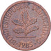 Federale Duitse Republiek, Pfennig, 1985, Stuttgart, Copper Plated Steel, ZF