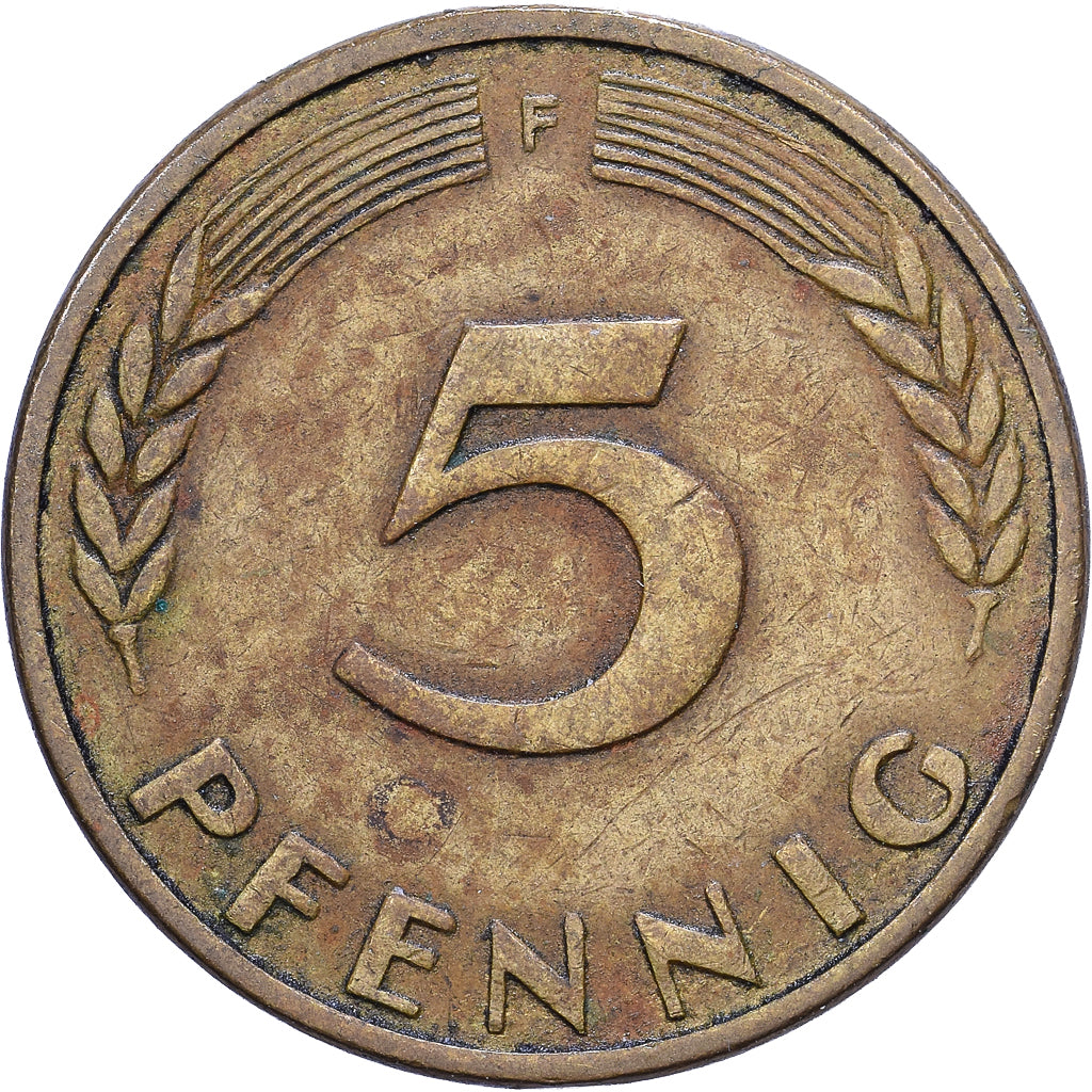 Germany, 5 Pfennig, 1950, Stuttgart, Brass Clad Steel, EF(40-45), KM:107