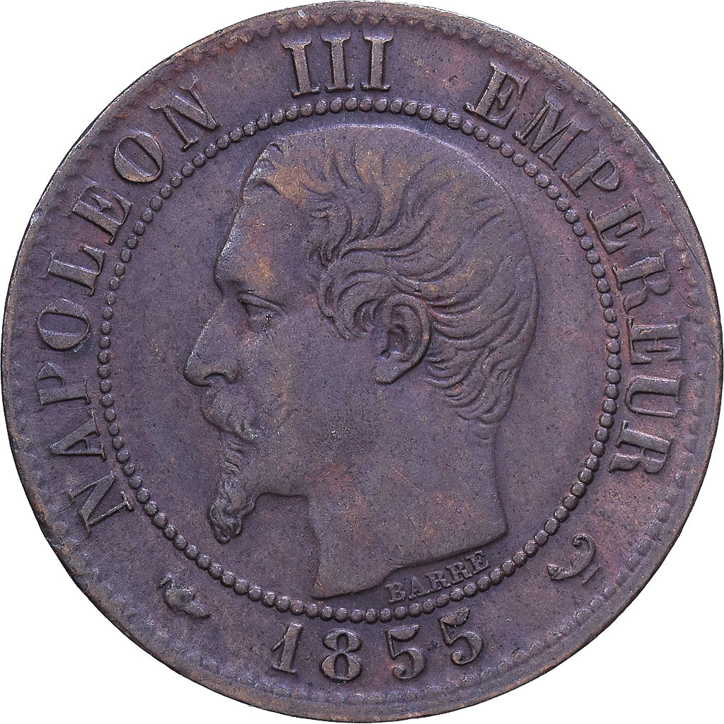 France, Napoleon III, Centime, Napoléon III, 1855, Lille, chien, Bronze
