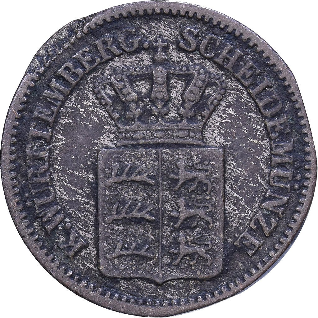 Kingdom of Württemberg, Karl I, Kreuzer, 1867, Billon, AU(50-53), KM:612