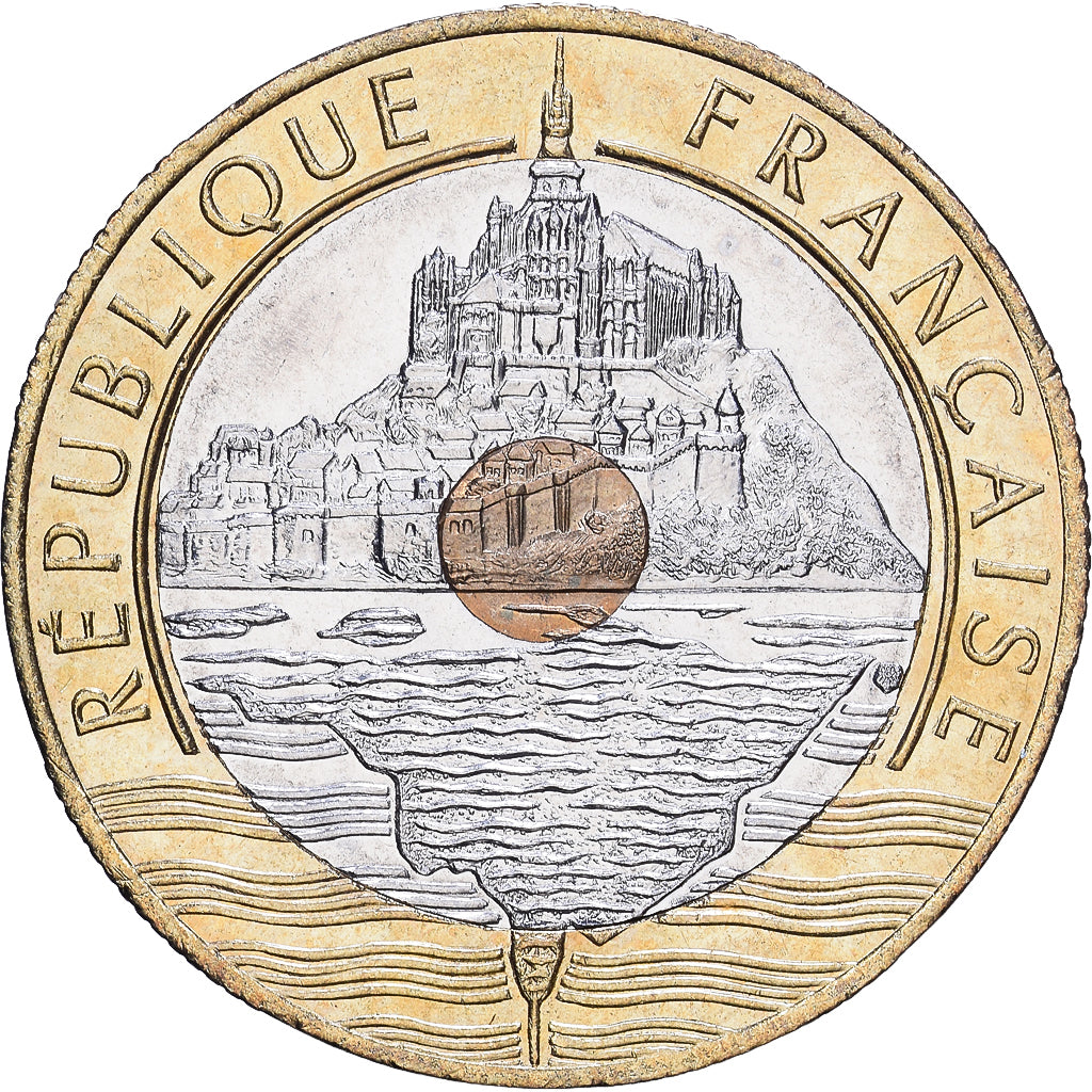 Frankreich, 20 Francs, Mont Saint Michel, 1992, Paris, Tri-Metallic, UNZ+