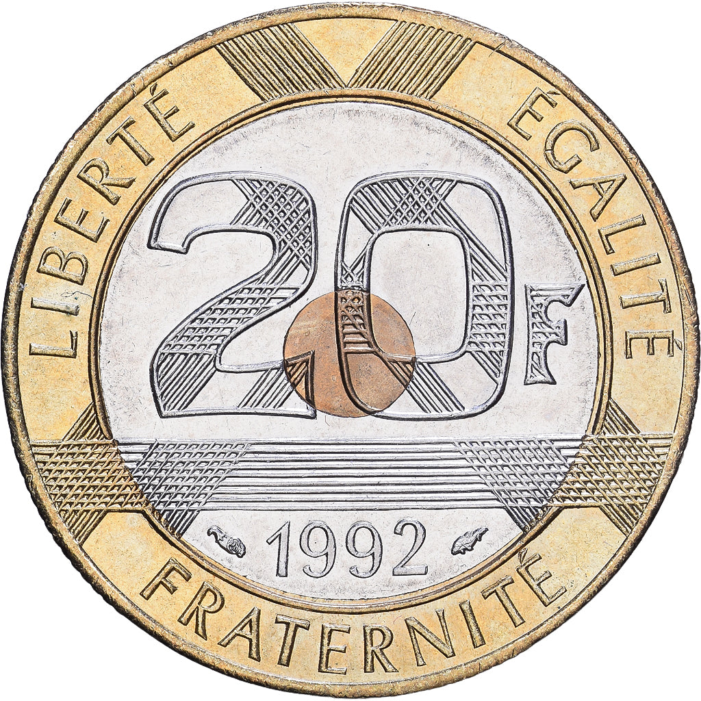 Frankreich, 20 Francs, Mont Saint Michel, 1992, Paris, Tri-Metallic, UNZ+