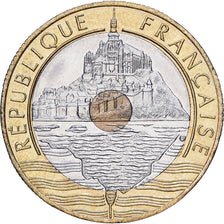 Francia, 20 Francs, Mont Saint Michel, 1992, Paris, Tri-metallico, SPL+