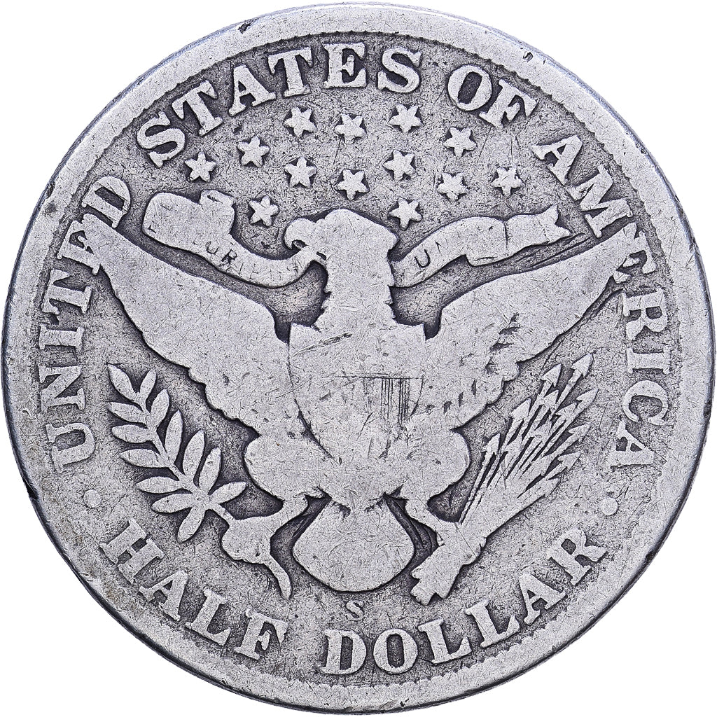 Estados Unidos, Half Dollar, Barber Half Dollar, 1908, U.S. Mint, Plata, BC+