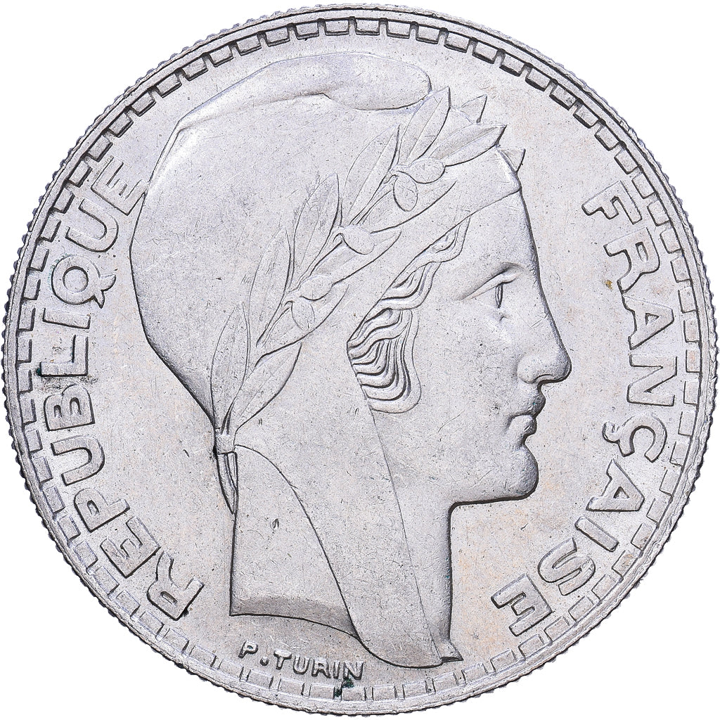 Francja, 20 Francs, Turin, 1933, Paris, Rameaux longs, Srebro, AU(50-53)