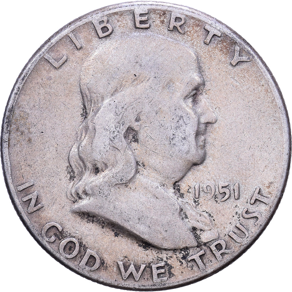 Estados Unidos, Half Dollar, Franklin Half Dollar, 1951, U.S. Mint, Plata, BC+