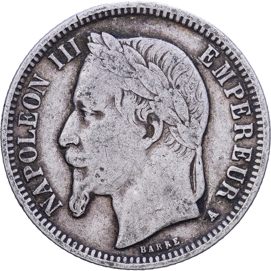France, Napoleon III, Franc, 1867, Paris, Silver, VF(30-35), Gadoury:463