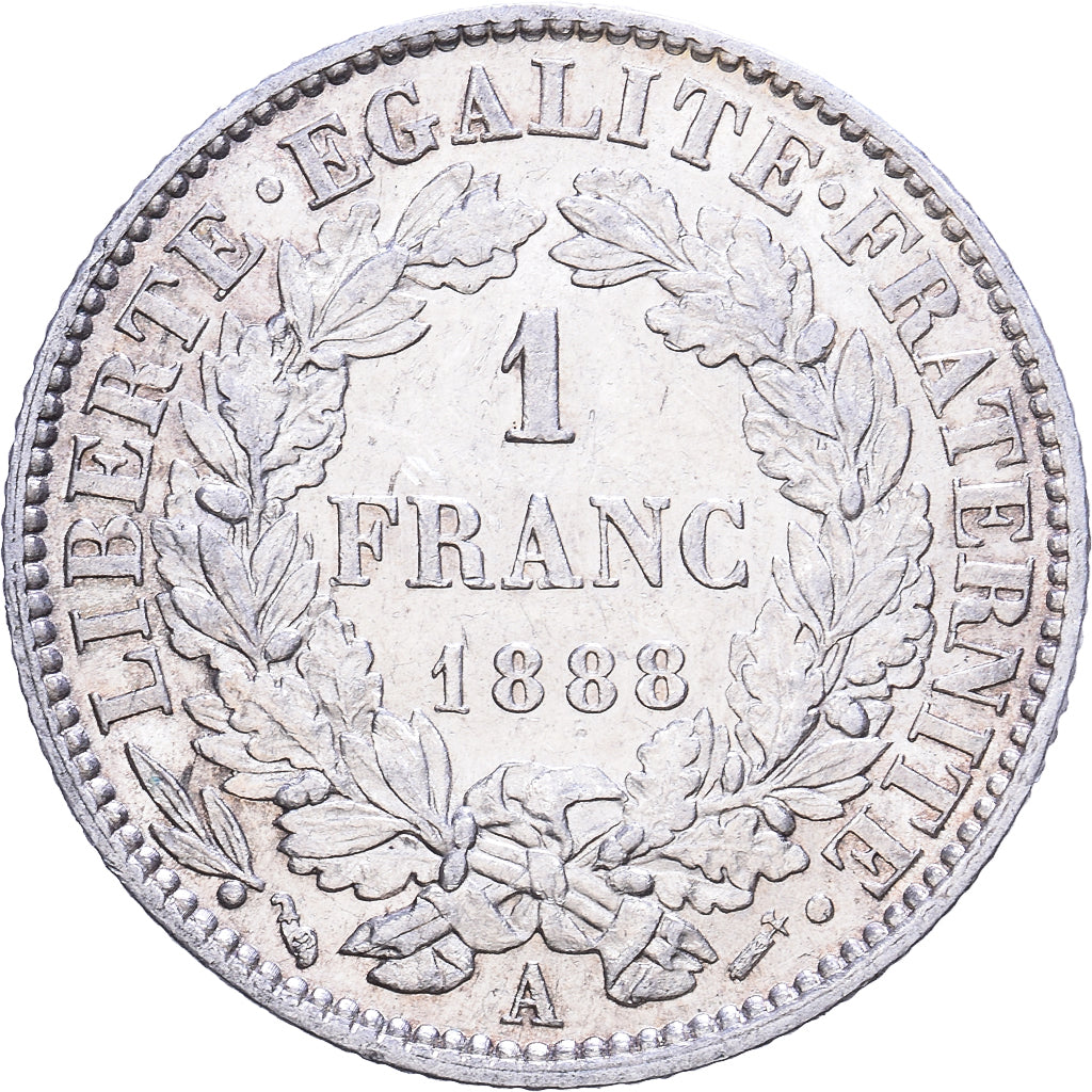 France, Franc, Cérès, 1888, Paris, Silver, AU58, KM:822.1