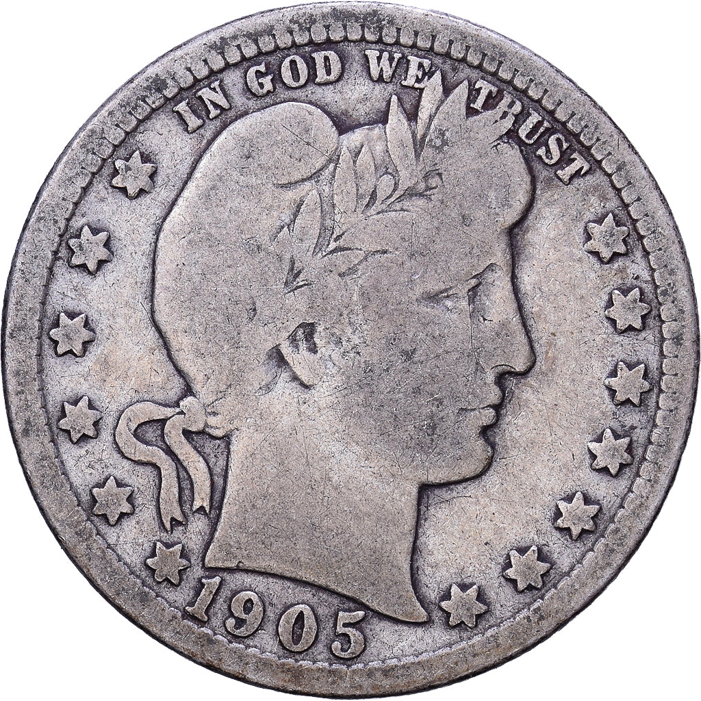 United States, Quarter, Barber Quarter, 1905, U.S. Mint, Silver, VF(30-35)